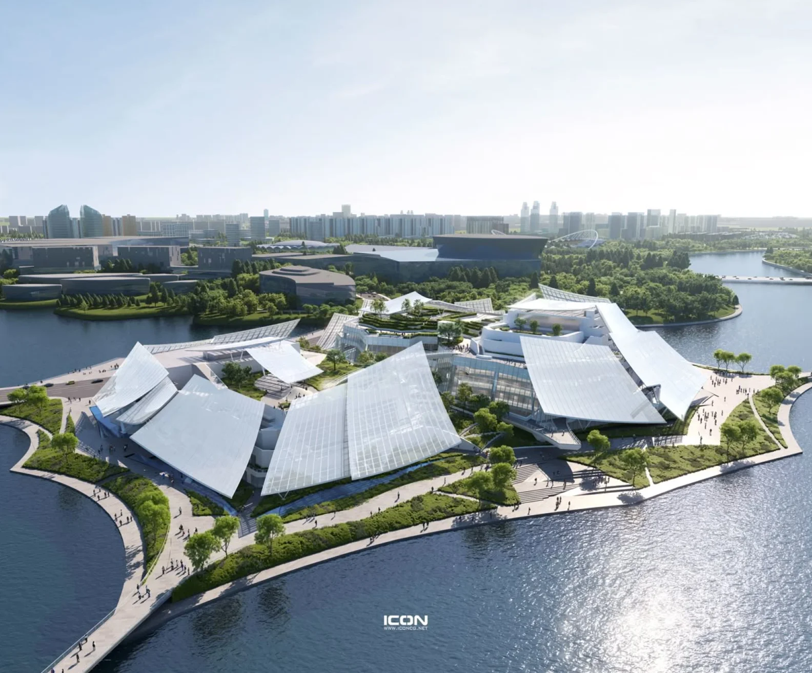 建築分析 &middot; マッシング生成 &mdash; 我现在设计了一个建筑方案，名字是&ldquo;千帆&rdquo;(第一张图)。现在需要你绘制一个建筑的体块生成的分析图(只模仿第二张图的风格)，分成六个步骤，分析第一张图中建筑形体的生成过程，用中文输出，