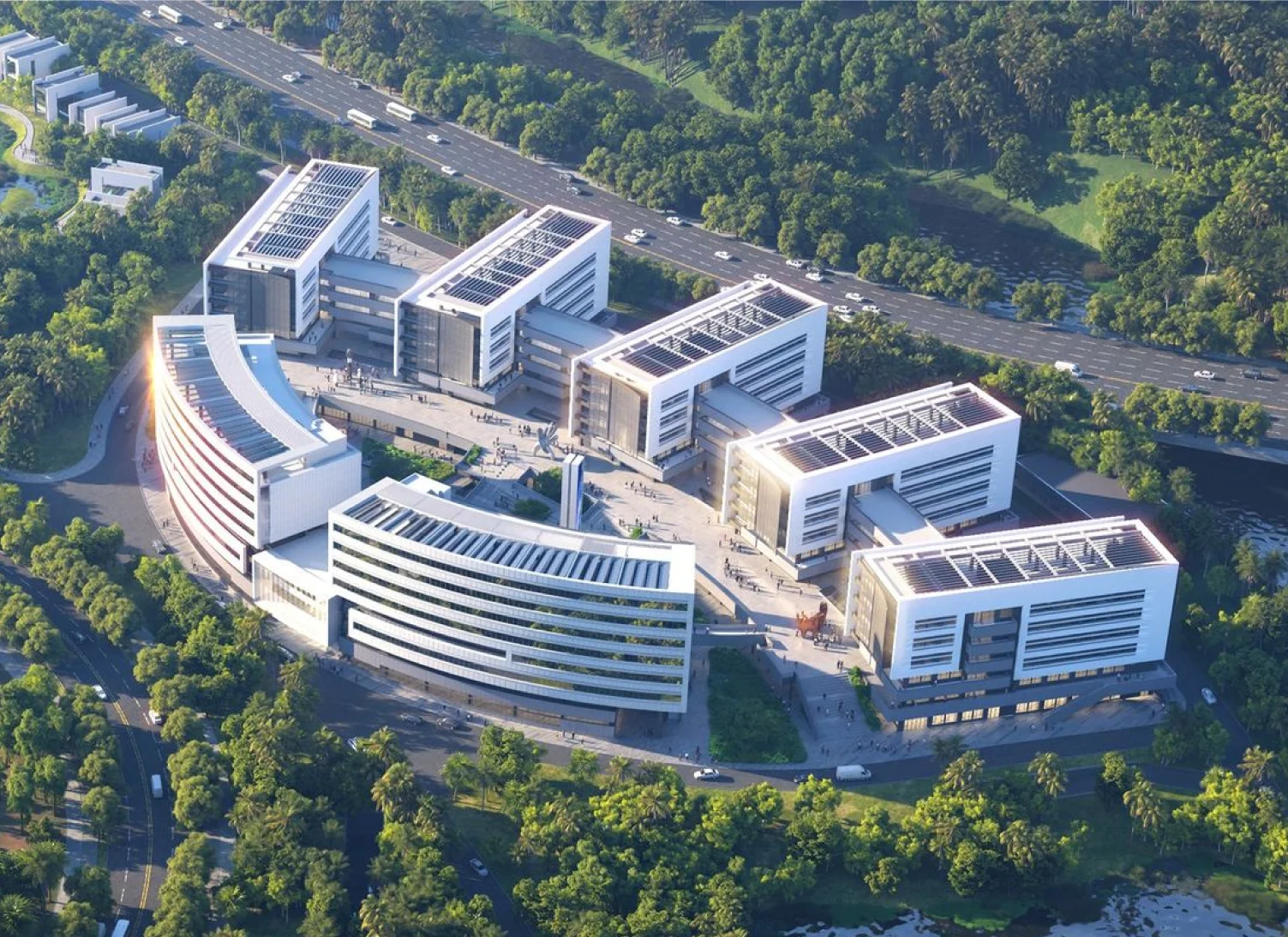 建築分析 &middot; 日照シミュレーション &mdash; 生成这组建筑的日照分析图，建筑位于广州，图片上方是北，请生成专业的日照分析，不改变构图