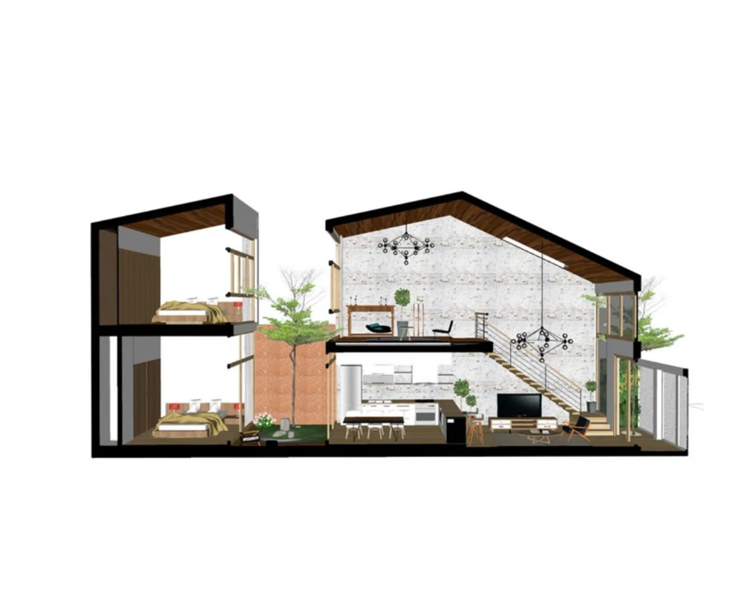 建築分析 &middot; ブルー競技線画 &mdash; 将普通 SU 建筑模型截图转化为一张艺术化的建筑剖透视蓝图风格渲染图，整体严格采用建筑 Blueprint 视觉语言，以深海军蓝和白色为主色调：背景、被剖切的实体体块以及地下部分使